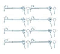 QUARKZMAN 8Pcs Crochet À Oeil 3.5 x 75mm Pour Cabine, Crochet À Ressort En Acier Au Carbone Zingué Et Loquet De Sécurité À Oeil, Crochet À Portillon En Bois Porte Crochet, Bleu Blanc