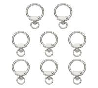QUARKZMAN 8Pcs Crochets À Ressort Ronds, Anneaux en O 22.5mm Boucles Clips Ronds Porte-Clés Attache avec Anneau Pivotant pour Sacs Pochettes DIY Accessoire Prolongateur De Chaîne, Nickel Mat