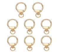 QUARKZMAN 8Pcs Crochets À Ressort Ronds, Anneaux en O De 22.5mm Fermoirs À Clip Anneau De Clé Porte-Clés avec Anneau Pivotant pour Sacs À Main Accessoire Extendeur De Chaîne DIY, Or Mat