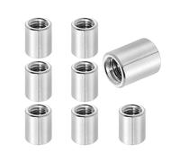 QUARKZMAN 8Pcs Ecrous D'Accouplement Ronds M8x1.25x15mm, Connecteur En Acier Inoxydable Boulonnerie Ecrous Pour Tige Filetee 12mm OD, Boulonnerie Industrielle De Construction, Argent