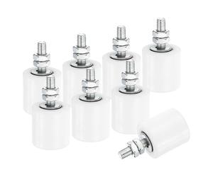 QUARKZMAN 8pcs Galet Guide pour Portail Coulissant 42x44mm, M10 Roulette Nylon Guide au Sol pour Porte Grange Coulissante, Roue Universel avec Roulement à Billes Scellé pour Portail, Blanc