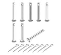 QUARKZMAN 8Pcs Goujons M3x20mm, 304 Acier Inoxydable Tête Plate à Trou Unique Avec Goupilles Fendues Pour Réparation Mécanique Verrou Remorque Installation Meubles