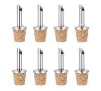 QUARKZMAN 8pcs Inox Acier Bouteille Verseurs, Olive Huile Liège Distributeur Verseurs, Alcool Bouteille Bouchons pour Huile Bière Boisson Vinaigre Eau Bouteille, Argent