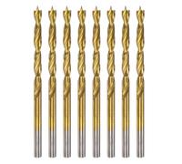 QUARKZMAN 8pcs Mèches Brad Point 3.5mm(9/64") Dia HSS4241 Tige Droite Ronde Métrique Mèches Brad Point Spirale Pour Menuiserie Travail Du Bois Plastique Caoutchouc, Doré