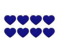 QUARKZMAN 8Pcs Patch Thermocollant Coeur Bleu Foncé 40 x 35mm Ecusson Thermocollant Décoratifs pour la Réparation de Vêtements, Sacs à Dos, Chapeaux et Autres Créations