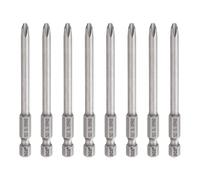 QUARKZMAN 8Pcs Phillips Embouts PH2 1/4" Hexagonale Tige 80mm Long Gris | Embouts Tournevis Cruciforme Phillips, Acier S2, Magnetique, Tete Crucifiee, Pour Outils Électriques