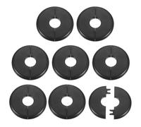 QUARKZMAN 8pcs Plaque De Raccord Murale Fendue 22.5mm/0.9" Autocollante Plaque De Plomberie ABS Plastique Ronde Rosace Design A Clip Pour Tuyau D'eau Salle De Bain Cuisine Decoration, Noir