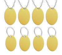 QUARKZMAN 8Pcs Plaques D'Aluminium Vierges Pour Chiens, 38mm Ovales Étiquettes Métalliques Vierges Pour Estampage Avec Chaînes Et Boucles Pour Collier Animale DIY Artisanat, Jaune