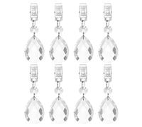 QUARKZMAN 8Pcs Poids pour Nappe, Poids pour Couverture en Cristal avec Pinces Métalliques, Pendentif Transparent en Forme De Larme À Motif Grille 100 X 33.5mm pour De Extérieur Et Jardin