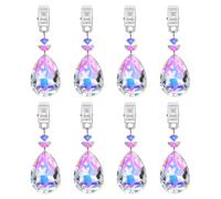 QUARKZMAN 8Pcs Poids pour Nappe, Poids pour Nappe en Cristal avec Pinces Métalliques, Pendantif Transparent en Forme De Larme pour Décoration De Table De Jardin Extérieur(Couleur AB)