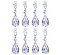 QUARKZMAN 8Pcs Poids pour Nappe, Poids pour Nappe en Cristal avec Pinces Métalliques, Pendentif Transparent en Forme De Double Larme pour Décoration De Table De Jardin Extérieur(AB Color)