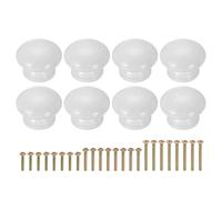 QUARKZMAN 8Pcs Poignée Ronde En Bois Pour Tiroir, Diamètre 1.3" Poignée Ronde Pour Meuble Surface Peinte Forme Cèpe Poignée En Bois Avec Vis Pour Meuble Commode Armoire Placard, Blanc