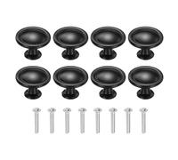 QUARKZMAN 8Pcs Poignées De Meuble, 1.22" Poignées De Tiroir Rondes Pleines À Trou Unique En Alliage D'Aluminium Avec Vis Pour Armoires De Cuisine Commode De Chambre Garde-Robe, Noir