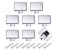 QUARKZMAN 8Pcs Poignées De Meuble, 1.24" Poignées De Tiroir Carrées Pleines À Trou Unique En Alliage D'Aluminium Pour Meubles De Cuisine Armoire À Linge Commode, Silver