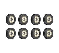 QUARKZMAN 8pcs Poulie à Roulement à Billes en U Gorge, Roue Roulement à Guidage en Nylon Type U Rainure 6x27x8mm, Roues Roulements à Rouleaux pour Imprimantes 3D Portes Fenêtres, Noir