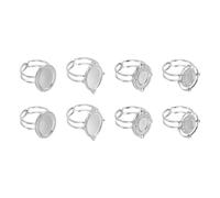 QUARKZMAN 8Pcs Supports De Bague En Acier Inoxydable, 8x6/14x10mm Plateau Réglable Pour Gemme Support Plat De Bague Pour Création De Petit Objetx DIY, Argent