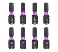 QUARKZMAN 8pcs T27 Embout de Tournevis Torx 1/4" Tige Hexagonale 25mm/1" Longueur Magnétique Étoile 6 Pans Acier S2 Forets de Tournevis et de Perceuse Électrique de Qualité Industrielle