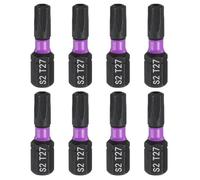 QUARKZMAN 8pcs TT27 Embout de Tournevis Torx 1/4" Tige Hexagonale 25mm/1" Longueur Magnétique Étoile 6 Pans Acier S2 avec Trou Pour Perceuse Électrique de Qualité Industrielle