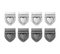 QUARKZMAN 8Set Kit De Fermoirs À Tourillon, Fermoir À Coeur À Pression Fermeture À Tourillon Serrure Quincaillerie Attaches Rapides pour Sac Fabrication De Cuir (28x32mm, Argenté, Noir