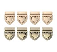 QUARKZMAN 8Set Kit De Fermoirs À Tournant, Fermoir À Coeur À Pression Fermeture À Tournant Quincaillerie Boucle Attaches pour Sac Fabrication De Cuir (28x32mm, Or, Bronze)