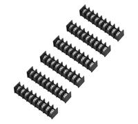 QUARKZMAN 9 Positions Terminal Block, 2.78"x0.53" 300V 15A 7.62mm Pitch PA66 Single Row PCB Mount Screw Terminals Strip Pack Of 6, Black