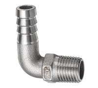 QUARKZMAN 90 Degré Coude Tuyau Cannelé Raccord 0,4" Cannelé x 1/4" NPT Mâle Inox Acier Tuyau Raccord Air Tuyau Raccords Coupleur Filetage Connecteur Adaptateur pour Eau Carburant Air