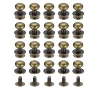 QUARKZMAN 9mm Clou à Tête Sphérique Avec Rivets à Visser, Lot de 20 Boutons à Tête Ronde Pour La Maroquinerie Artisanale, Ceinture, Couleur Bronze