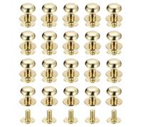 QUARKZMAN 9mm Clou à Tête Sphérique Avec Rivets à Visser, Lot de 20 Boutons à Tête Ronde Pour La Maroquinerie Artisanale, Ceinture, Couleur Dorée Claire.