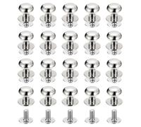 QUARKZMAN 9mm Clou à Tête Sphérique Avec Rivets à Visser, Lot de 20 Boutons à Tête Ronde Pour La Maroquinerie Artisanale, Ceinture, Couleur Argentée