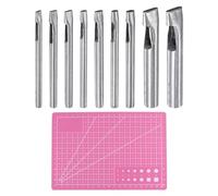 QUARKZMAN 9pcs Cuir Ovale Trou Poinçon Inox Acier avec A5 Découpe Tapis PVC Oblong Trou Poinçon Perforateur Outil Creux Poinçon Ensemble pour Cuir Tissu Toile Tissu Montre Bracelet