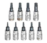 QUARKZMAN 9Pcs Embouts Torx 1/4" Drive T7-T40 Acier S2 Tête Étoile Tournevis Forets Adaptateur Douille Acier CR-V Pour Maison Auto Essieu Écrous Hex Bolts Réparation