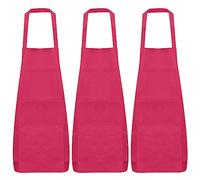 QUARKZMAN 9pcs Uni Bavoir Tabliers Lavable Tabliers Cuisine Polyester Art Tabliers avec 2 Poches pour Cuisine Femmes Hommes Adultes Guide Restaurant BBQ Peinture Artisanat, Rose Rouge