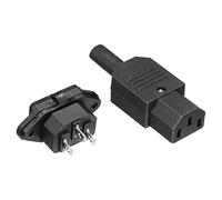 QUARKZMAN AC250V 10A 3 Broches Prise Adaptateur Connecteur IEC320 C13 Femelle 3 Pack et IEC C14 Panneau Montage Prise Adaptateur avec Couvercle 1 Pack pour Alimentation Connexion