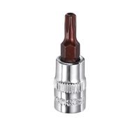 QUARKZMAN Adaptateur de douille Torx à trou 5 points 1/4" TS25 1,5" | Matériau Acier CR-V, pour cliquet, barre de glissement et tige d'extension, couleur Argent et Rouge