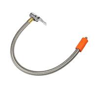 QUARKZMAN Adaptateur Tuyau Gonfleur Pneu 40cm Argent Acier Inoxydable | Usage Voiture Moto, Connexion Double Verrouillage, Filetage M6x1, Sans Valve, Compatible Filetage Standard 0.305x32TPI, 1pc
