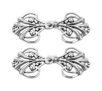 QUARKZMAN Agrafe de Cape, 2 Paires de crochet et Yeux à Coudre, Fermoirs Rétro pour Cape, Gilet, Col de Chandail (Argent)