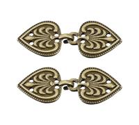 QUARKZMAN Agrafe de Cape, 2 Paires de crochet et Yeux à Coudre, Fermoirs Rétro pour Cape, Pull, Châle, Cardigan, Col (Bronze)