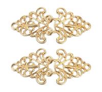 QUARKZMAN Agrafe de Cape, 2 Paires de crochet et Yeux à Coudre, Fermoirs Vintage en Forme de Fleur pour Cape, Gilet, Col de Chandail (Or)