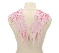 QUARKZMAN Applique Ailes d'Ange 3D 6" x 15" Taille Unique | 1 Paire,Dentelle Appliqué à Coudre,Patch Broderie,pour Accessoires Couture,Artisanat DIY,ornementation Robe de Mariée,Rose