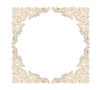 QUARKZMAN Appliques d'angle en bois massif 12 x 12 cm 4 Pièces | Fleurs sculptées, Non peintes, Volutes lourdes, Décoratives, Plaquettes décoratives, Pour meubles, armoire, porte, placard
