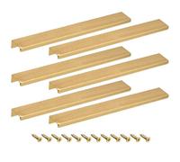 QUARKZMAN Armoire Doigt Bord Tire, 10pcs 250mm/9.84 Aluminium Alliage Arrière Montage Caché Cabinet Poignées Dissimulé Poignée pour Accueil Cuisine Tiroir Armoire, Or