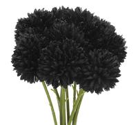 QUARKZMAN Artificiel Fleur Têtes, Soie Chrysanthème Boule Hortensia Noir Faux Fleurs pour DIY Artisanat Mariage et Fête Décoration Paquet de 10