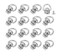 QUARKZMAN Attaches à Boule Métalliques Rivets D Ring, 16 Pcs Boutons à Tige Boule 360 Rotatifs Rivets Avec Vis pour Connexion Chaîne Sac DIY Artisanat Cuir (Gris)