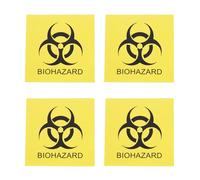 QUARKZMAN Autocollants de Biohazard Panneau d'Avertissement Jaune avec Mots Noirs Étiquette d'Avertissement 100mmx100mm pour Industriel 4Pcs