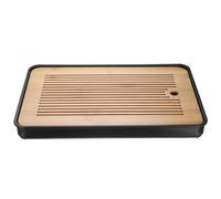 QUARKZMAN Bambou Chinois Gong Fu Thé Plateau 14,2" Jaune Noir | Classique Thé Plateau Bambou Thé Table Meuble Vintage Thé avec Eau Rangement Boîte pour Boire Thé