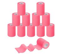 QUARKZMAN Bandage Autoadhésif 3 Pouces x 5 Yards Bandage Cohésif Non Tissé Bandes Respirantes Élastiques Bandes Sportives pour Chevilles Poignets Mains Genoux, Rose 12 Rouleaux