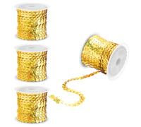 QUARKZMAN Bande de sequins 4 Pièces 4.57m x 6mm Bling Doré Foncé