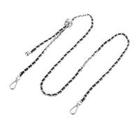 QUARKZMAN Bandoulière pour Sac à Main, 130cm Chaînes de Sac Réglables, Remplacement de Chaîne de Bandoulière, Chaîne de Sac à Main pour Portefeuilles, Bricolage, Noir/Argenté