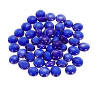 QUARKZMAN Billes de Verre Plates Décoratives 12-14mm Roche Remplissage de Vase Perles Cailloux Bleu Marine pour Aquarium Décoration de Distribution de Table, 50 Pièces