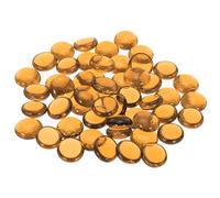 QUARKZMAN Billes de Verre Plates Décoratives 17-19mm Remplissage de Vase en Roche Perles Cailloux Ambre Clair pour Aquarium Décoration de distribution de Table, 50 Pièces